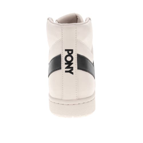 Pony Mens M-80 High Genuine Leather Premium Lace Up Athletic Sneaker Shoe In Off White/black