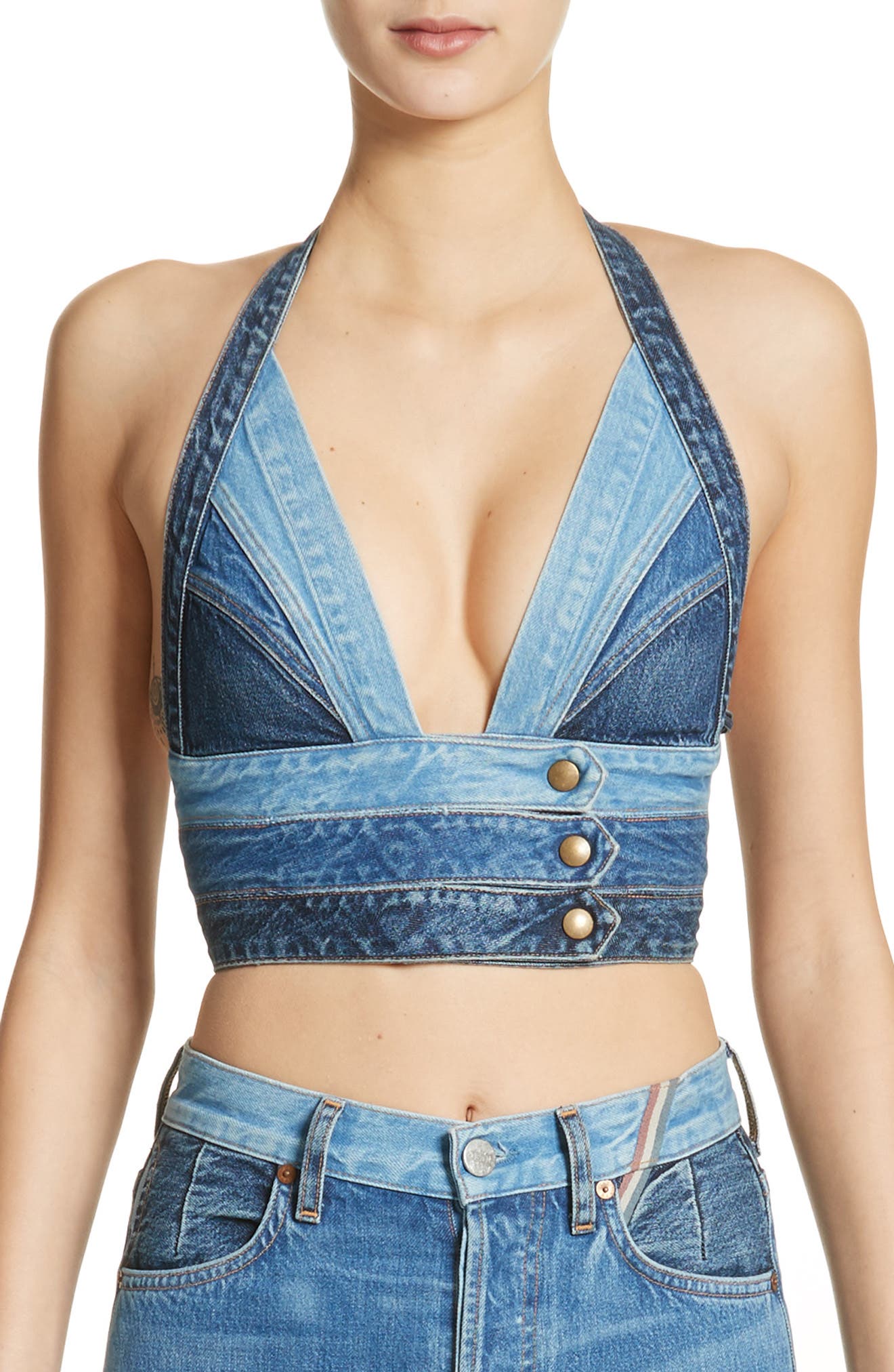 denim bralette crop top