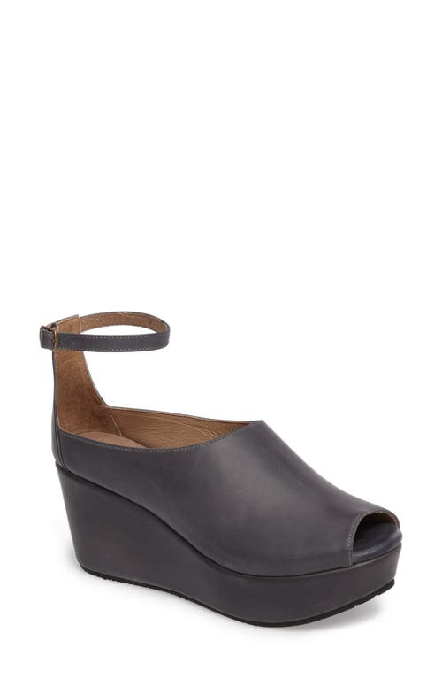 Chocolat Blu Walter Ankle Strap Wedge Sandal in Navy Leather