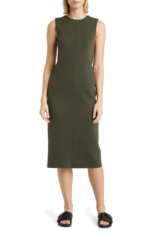 Sleeveless Sculpted Scuba Dress in Olive