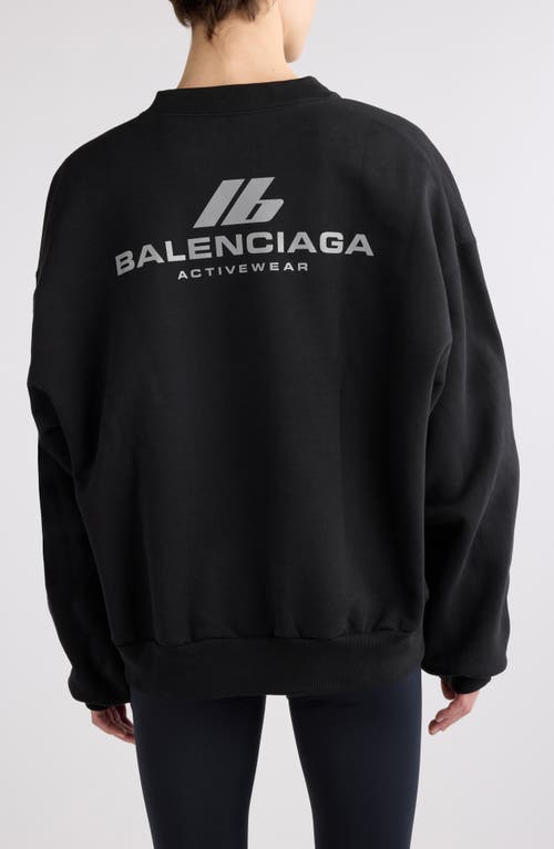 Balenciaga Crewneck Cotton Jersey Sweatshirt In Faded Black