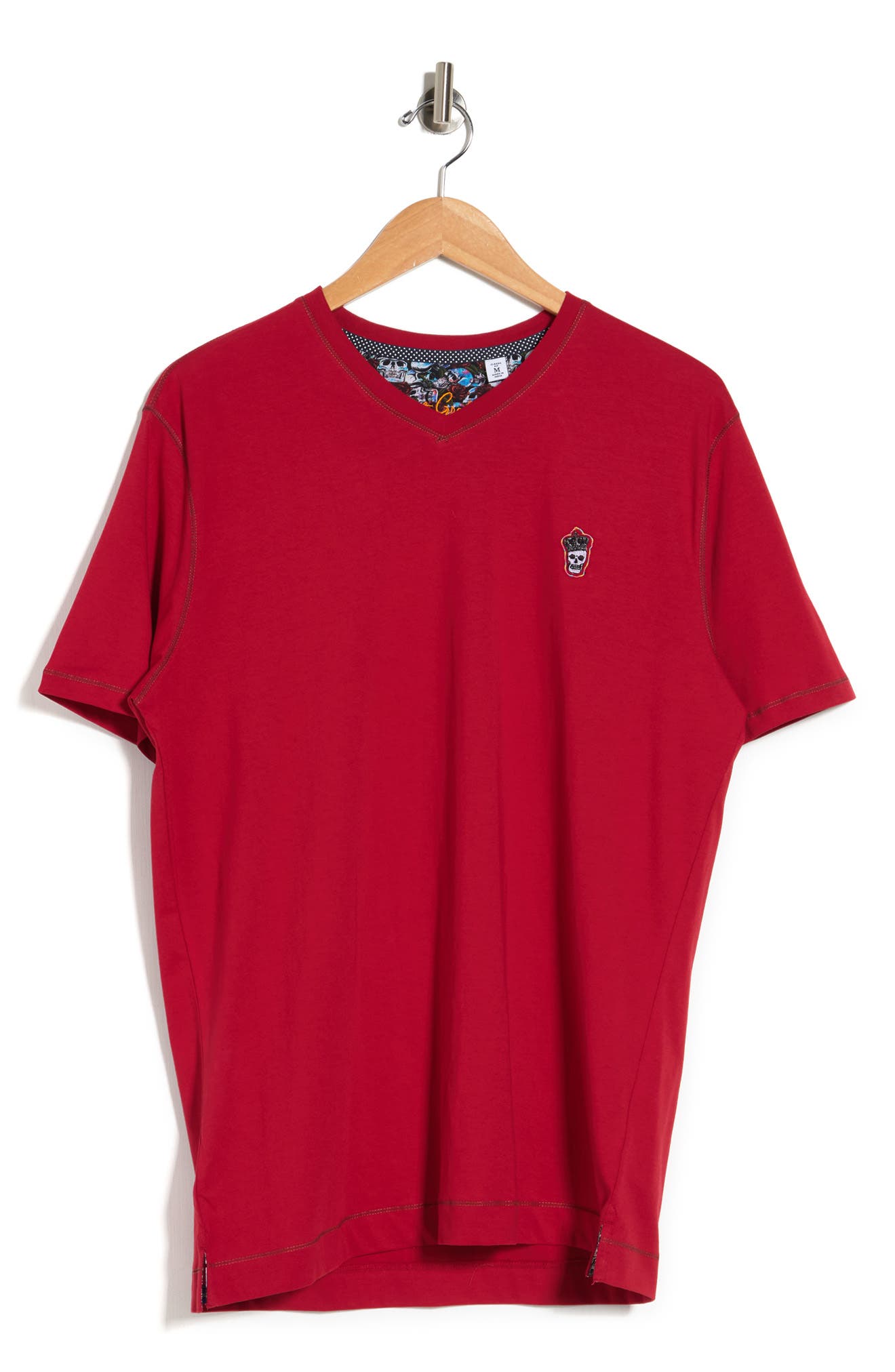 Robert Graham Damien Short Sleeve V-neck T-shirt In Red