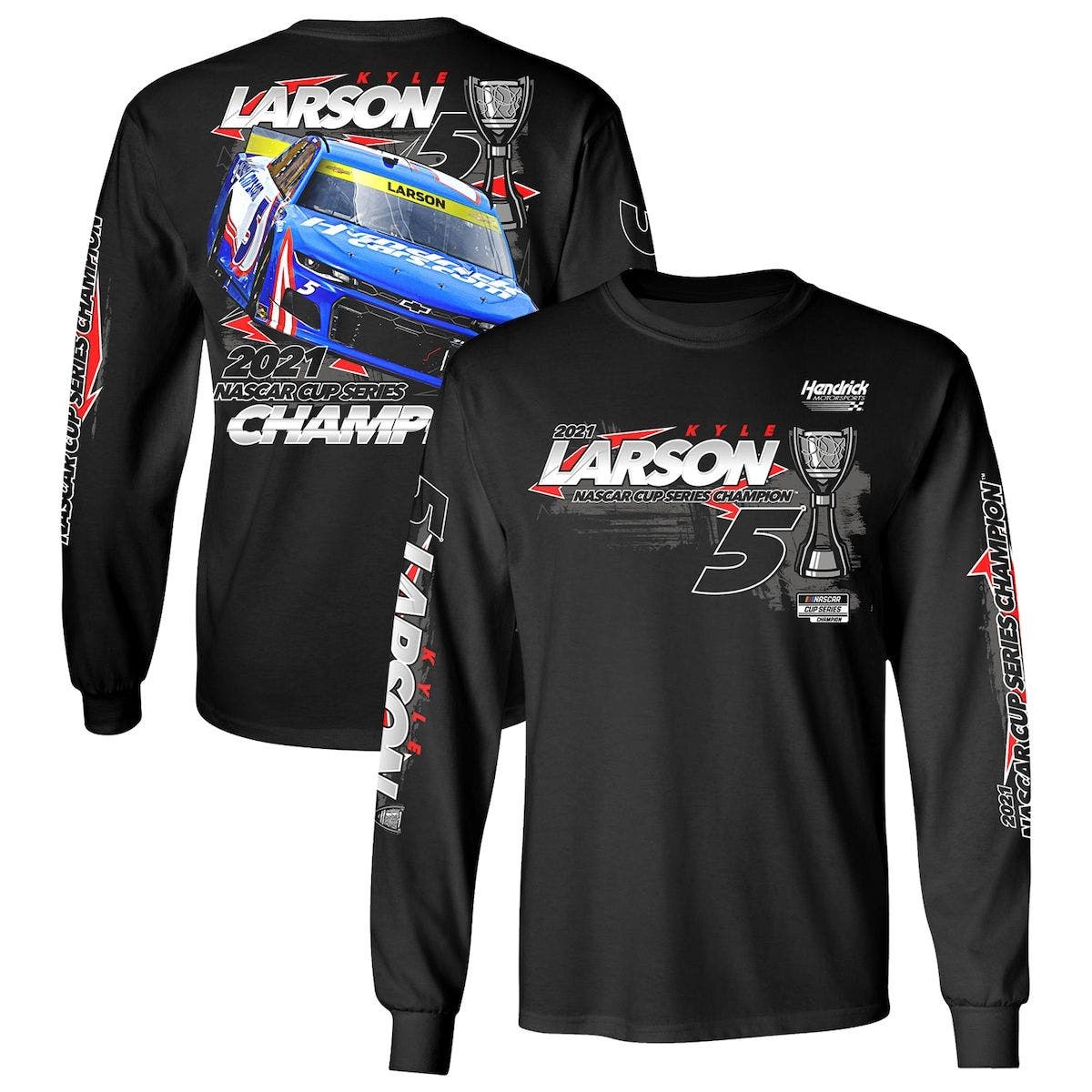 HENDRICK MOTORSPORTS TEAM COLLECTION Men's Hendrick Motorsports Team Collection Black Kyle Larson 2021 NASCAR Cup Series Champion Graphic Long Sleeve T-Shirt at Nordstrom