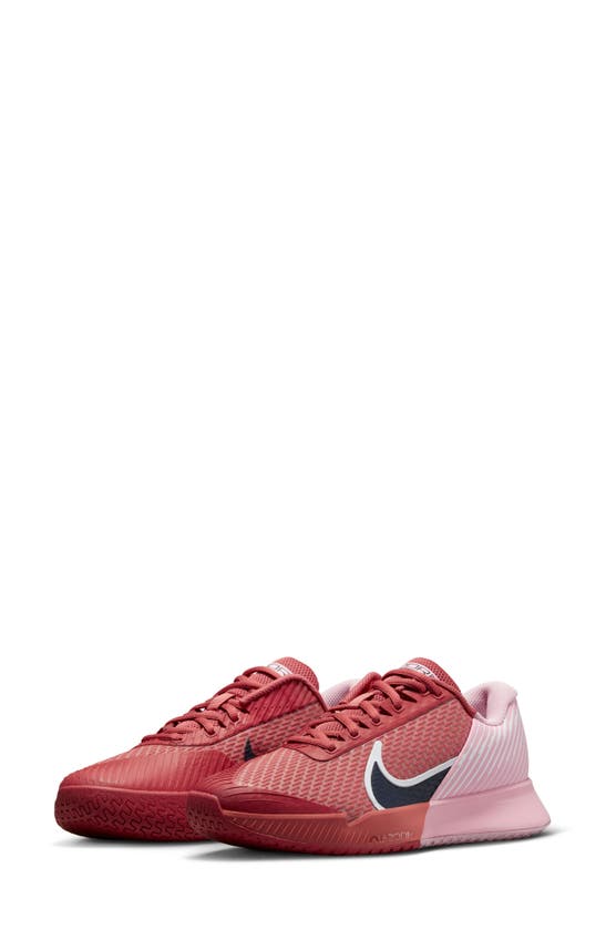 Nike Court Air Zoom Vapor Pro Tennis Shoe In Adobe/ Obsidian/ Pink/ White