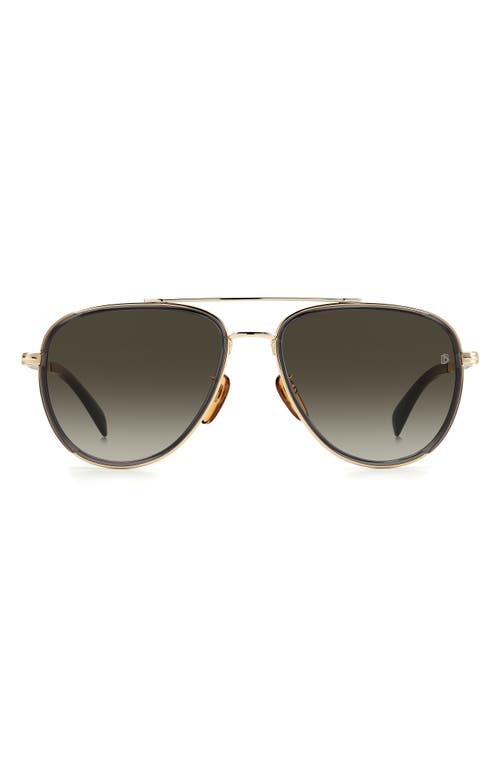 David Beckham 58mm Aviator Sunglasses in Gold Grey /Brown Gradient