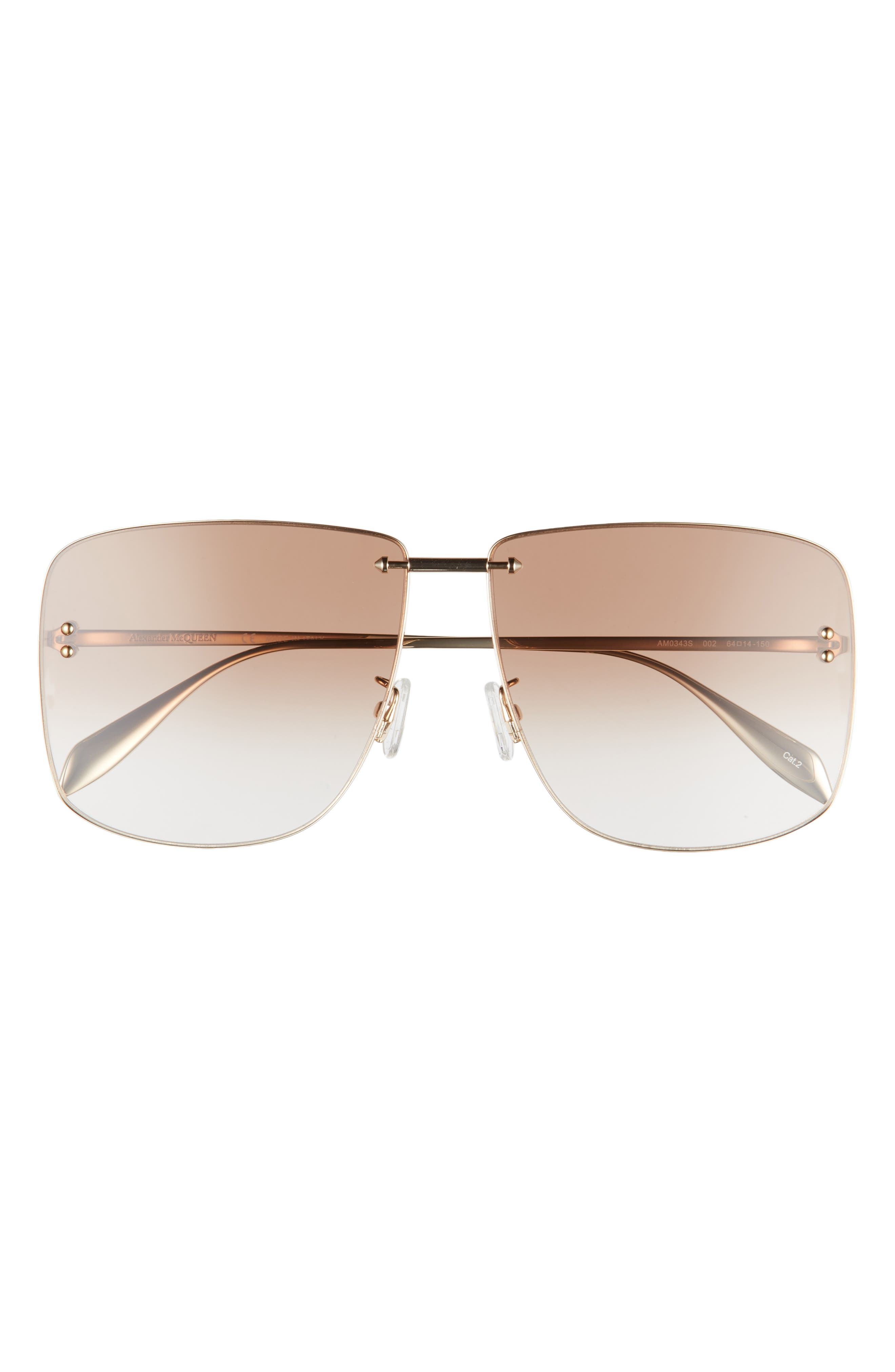 Alexander McQueen 64mm Oversize Square Sunglasses in Gold at Nordstrom