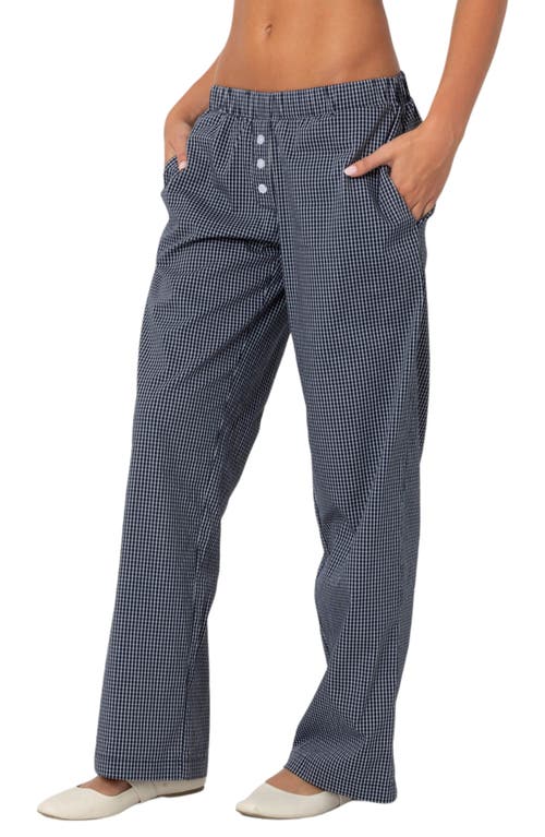 Shop Edikted Ellery Check Pants In Navy