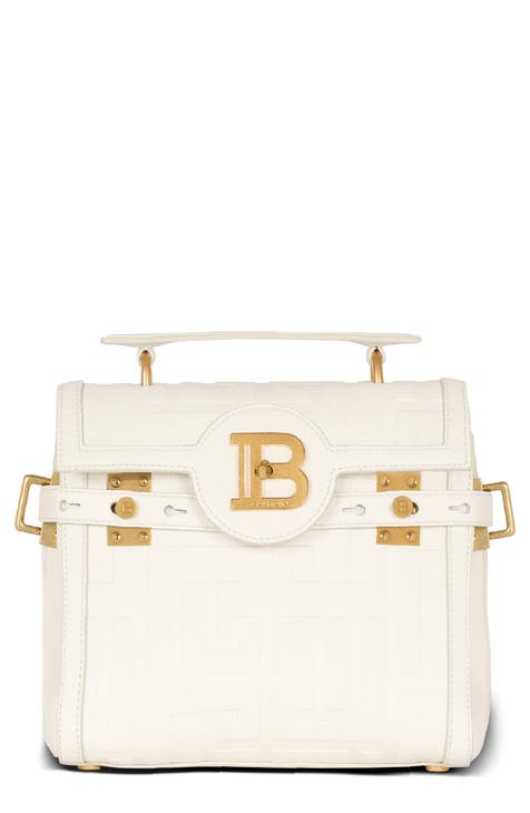 Balmain Jacquard Monogram B-buzz 23 Clutch Bag in White