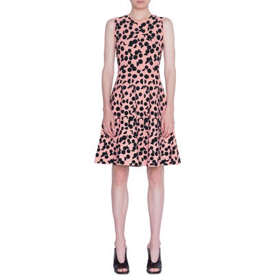 Akris Punto Luna Dot Jacquard Fit & Flare Dress, Pink