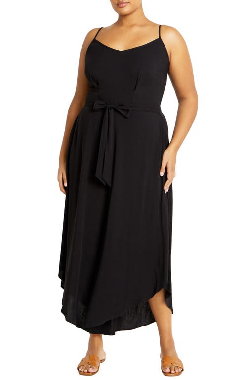 Shop City Chic Sara Tie Waist Sleeveless Jumpsuit In Black