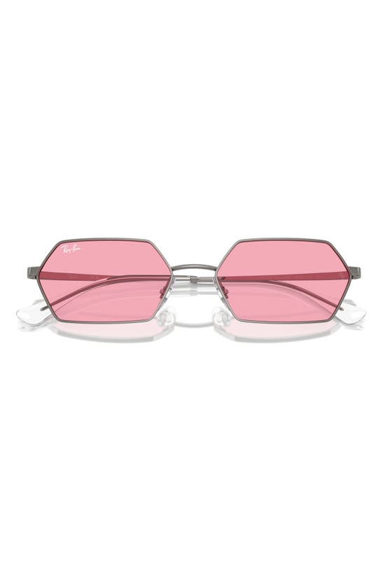 Ray Ban Yevi Bio-based Sunglasses Gunmetal Frame Pink Lenses 55-18 In Pink