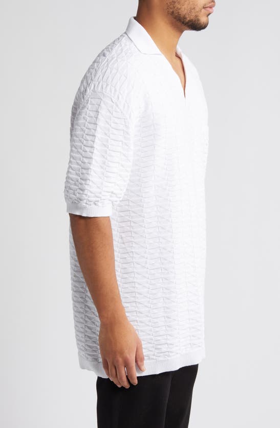 Hugo Boss Hugo Spato Cotton Jacquard Sweater Polo In White