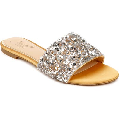 Jewel Badgley Mischka Noland Embellished Slide Sandal, Metallic