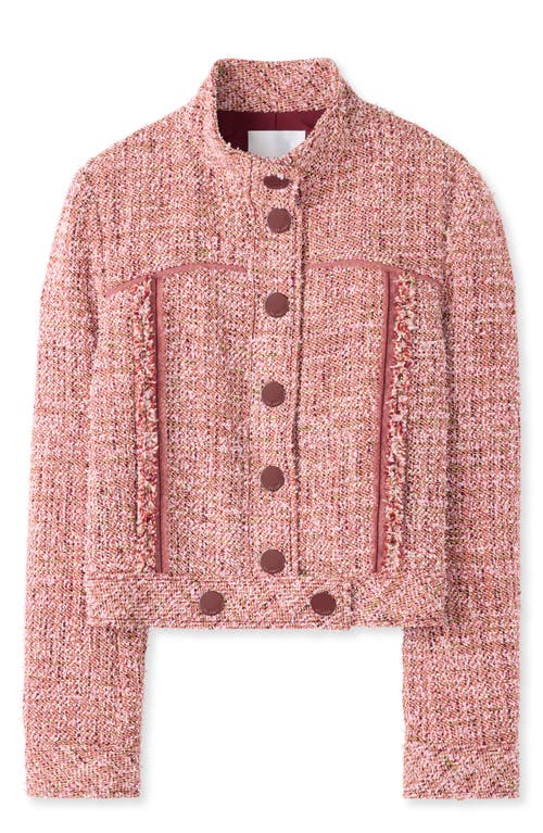 Shop St John St. John Collection Boxy Tweed Crop Jacket In Petal Pink/cranberry Multi