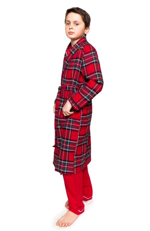 Shop Petite Plume Kids' Imperial Tartan Robe In Red
