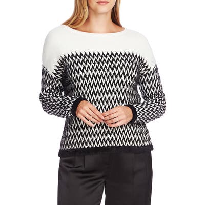 Vince Camuto Chevron Eyelash Sweater, Black