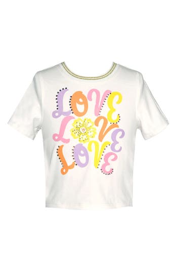Shop Hannah Banana Kids' Love Crop Graphic T-shirt In White