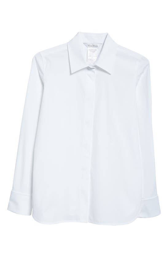 Shop Max Mara Stretch Cotton Button-up Shirt In Optical White