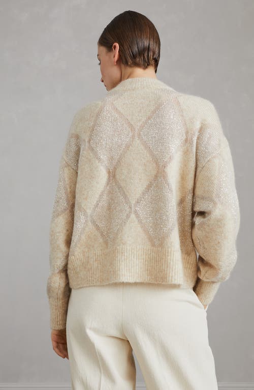 Shop Brunello Cucinelli Wool And Mohair Dazzling Argyle Sweater In Beige