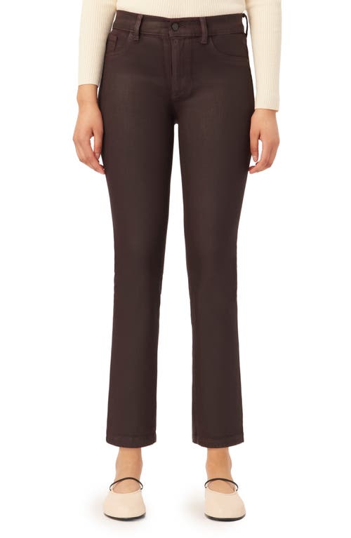 DL1961 Mara Instasculpt Ankle Straight Leg Jeans in Aubergine Ultimate Coated
