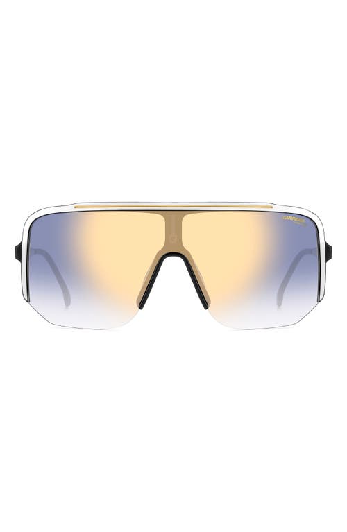 Carrera Eyewear 99mm Oversize Shield Sunglasses In White Black/blsf Gdsp