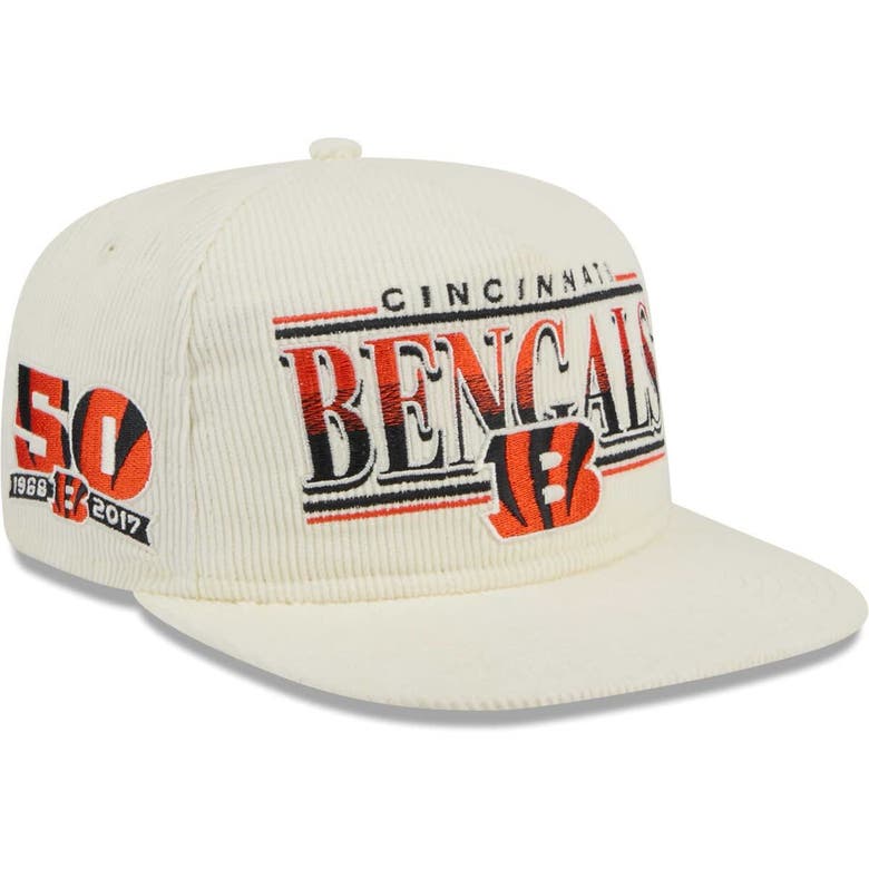 New Era Cream Cincinnati Bengals Throwback Corduroy Golfer Snapback Hat In Burgundy