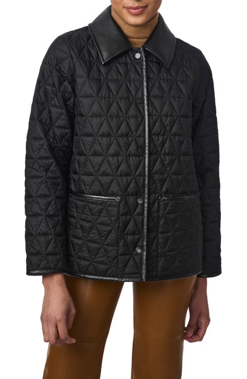 Shop Bernardo Quilted Faux Leather Trim Recycled Nylon Jacket In Black