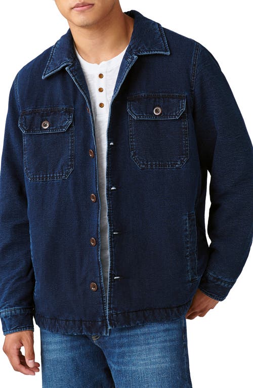 Lucky Brand Faux Shearling Lined Indigo Shirt Jacket 419 at Nordstrom,