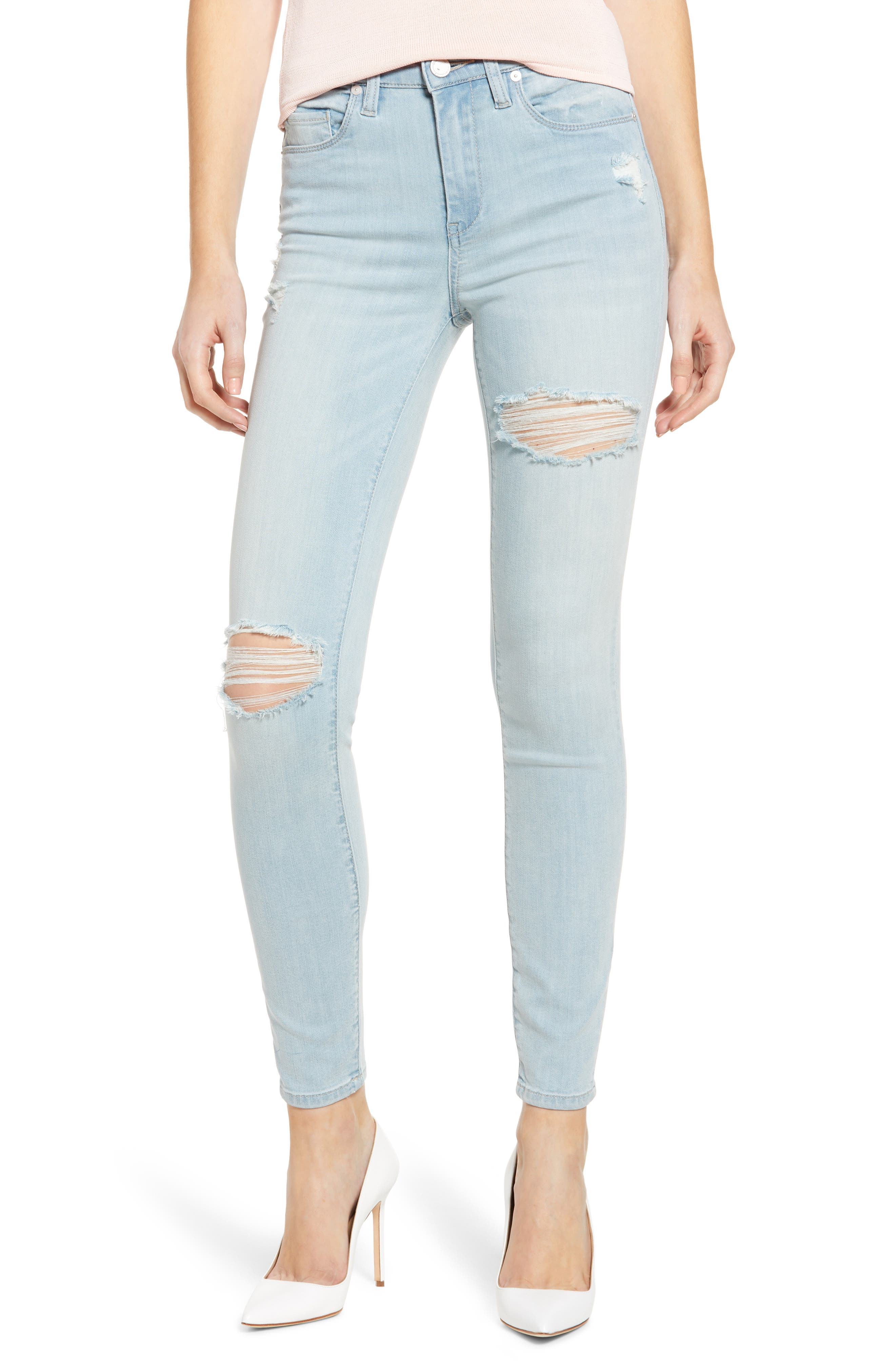 blue ripped jeggings