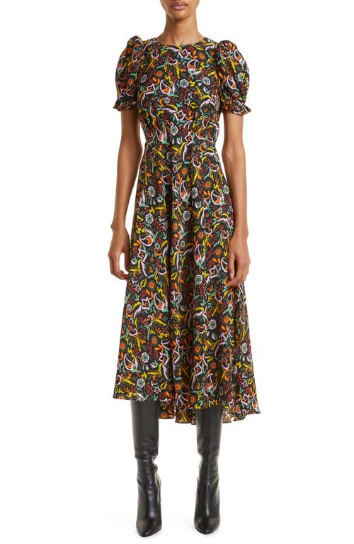 Ted Baker London Dabney Floral Puff Sleeve High-Low Dress in Black