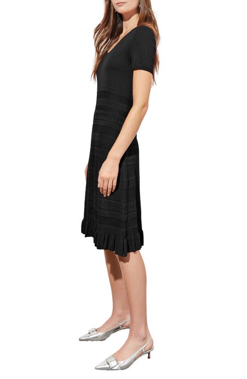 Shop Ming Wang Pointelle & Burnout Sweater Dress In Black