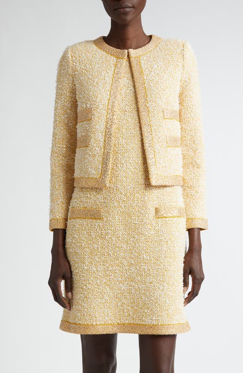 Sequin Eyelash Tweed Crop Jacket in Sunflower Multi