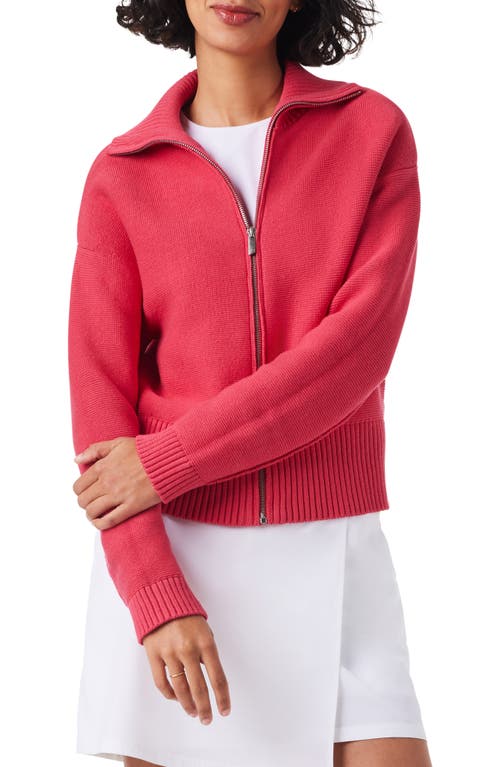 Zip-Up Sweater Jacket in Geranium