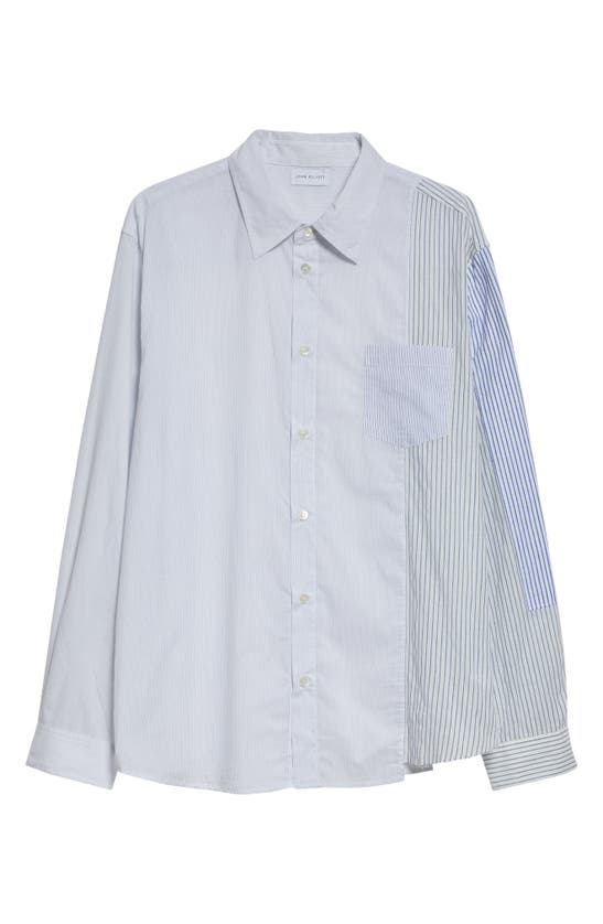 John Elliott Cloak Paneled Button-up Shirt In Blue X White