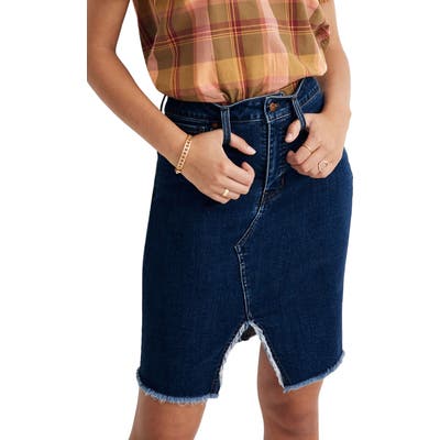 Madewell Stretch Denim Pegged Skirt, Blue