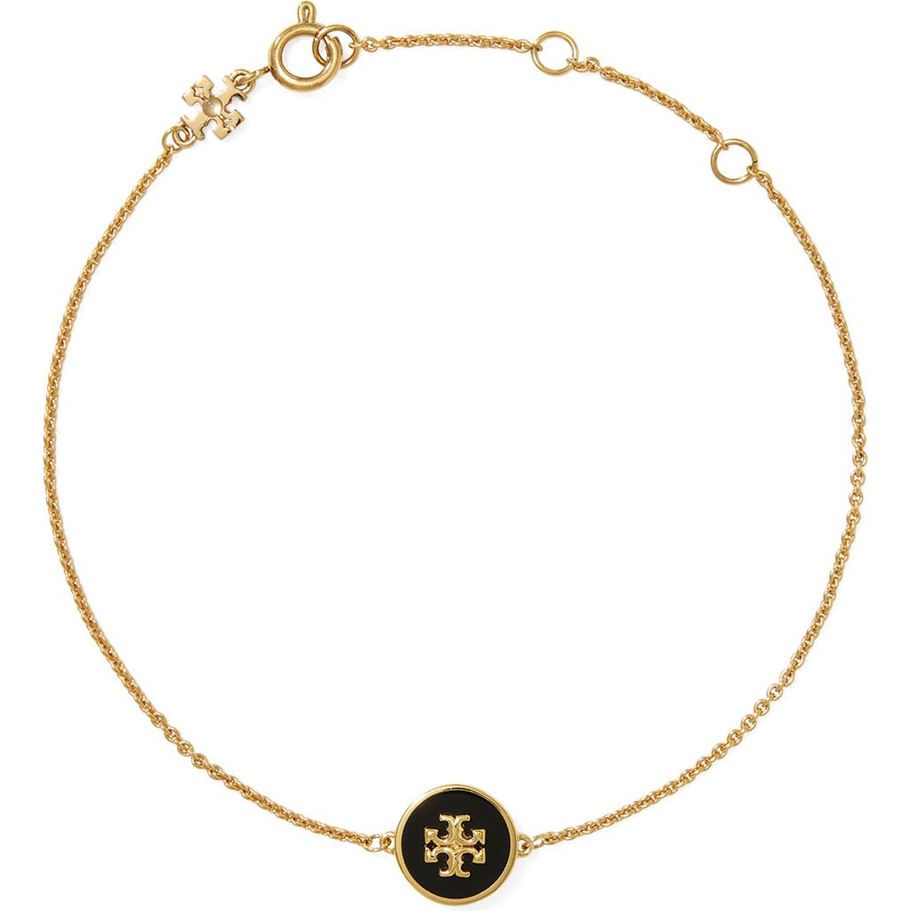 Tory Burch Kira Enamel Pendant Chain Bracelet In Gold