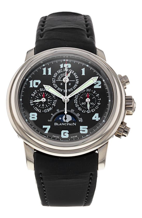 Watchfinder & Co. Blancpain Leman  Moonphase Leather Strap Watch In White Gold