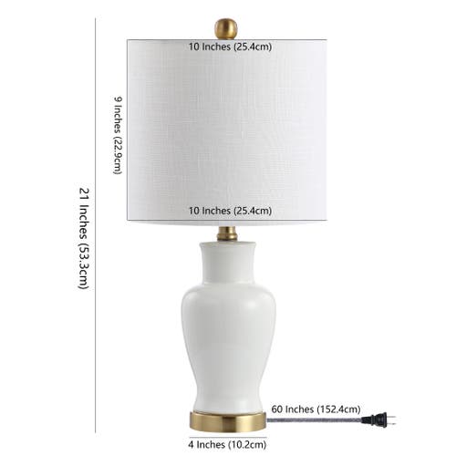 Jonathan Y Chi Ceramic/iron Modern Classic Led Table Lamp In White