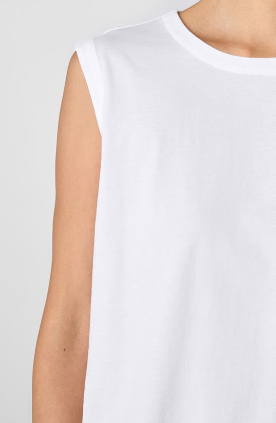 Shop Eileen Fisher Crewneck Organic Cotton Jersey Sleeveless Top In White