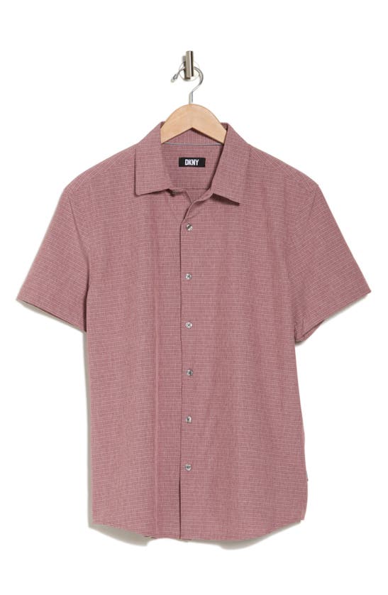 Shop Dkny Sportswear Ezra Short Sleeve Button-up Shirt In Pink