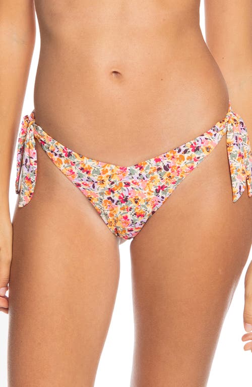 Roxy Classic Floral Cheeky Bikini Bottoms in Pastel Rose Swept Up Floral