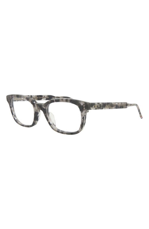 Thom Browne 52mm Square Optical Glasses In Grey Tortoise