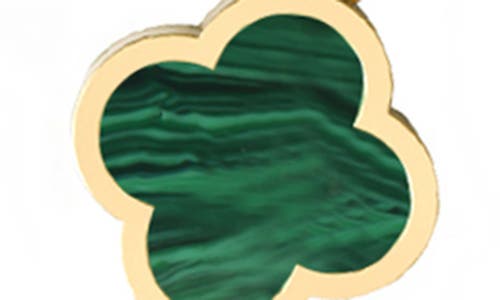 Gabi Rielle 14k Over Silver Malachite Clover Station Necklace In Gold/malachite