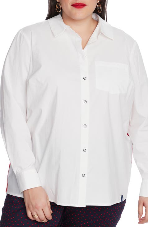 Embroidered Button-Up Shirt (Plus Size)