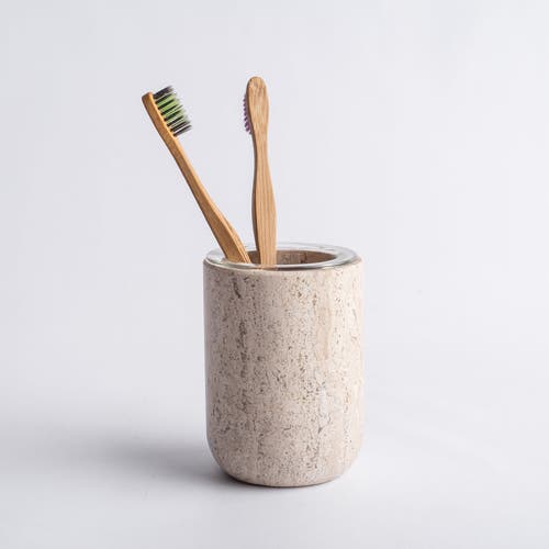 Andjacob Decor Less Is More Toothbrush Holder In Travertine Marble