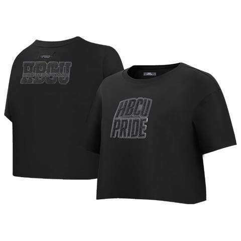 Women's Pro Standard Black HBCU Triple Back Boxy Cropped T-Shirt