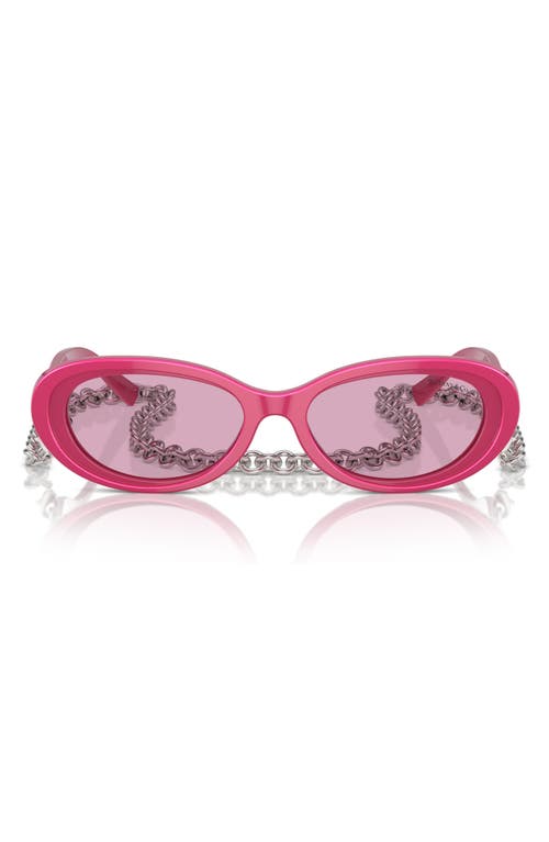 Shop Tiffany & Co . 54mm Oval Sunglasses With Chain In Fuchsia/violet