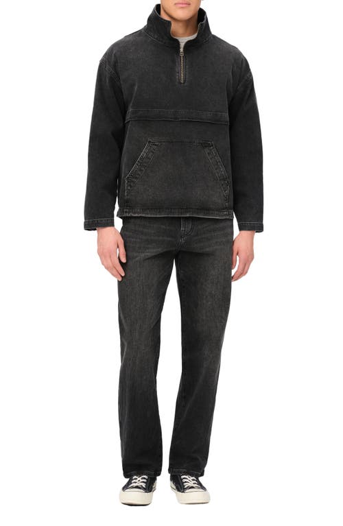 Warp & Weft Denim Pullover Windbreaker Jacket In Black In Cliffside