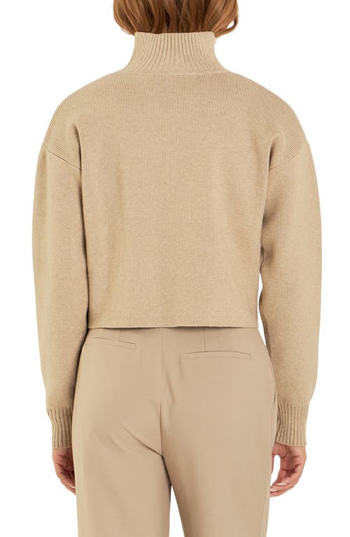 Grey Lab Turtleneck Crop Sweater In Beige