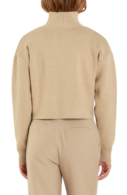 Shop Grey Lab Turtleneck Crop Sweater In Beige